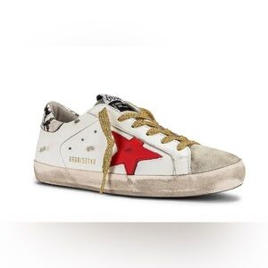 GOLDEN GOOSE SUPERSTAR CLASSIC LOW-TOP - Ice, White, Red, & Rock Snake Size 36 6